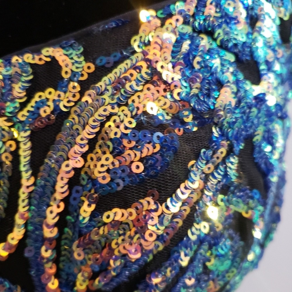 Alisha Hill Iridescent Sequin 2 Piece Prom Dress Mermaid Skirt Crop Top Size 10 - Picture 6 of 12